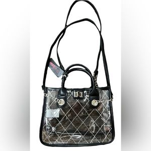 NWT Clear Small Handbag Tote w/ Crossbody Strap Gold Chain Hardware Festival Bag